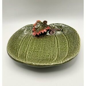 Coventry Designer's Choice Green Pumpkin Stoneware Plate Harvest Fall Decor 8.5"